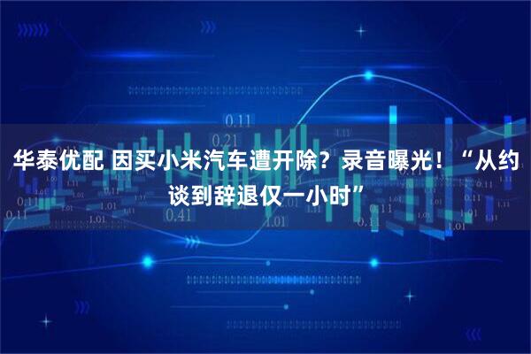 华泰优配 因买小米汽车遭开除？录音曝光！“从约谈到辞退仅一小时”