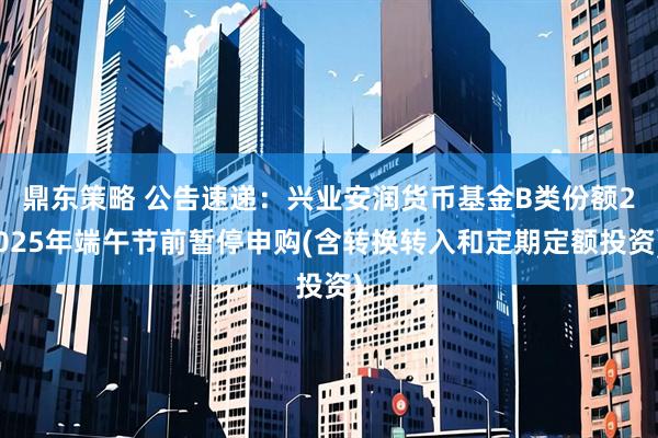 鼎东策略 公告速递：兴业安润货币基金B类份额2025年端午节前暂停申购(含转换转入和定期定额投资)