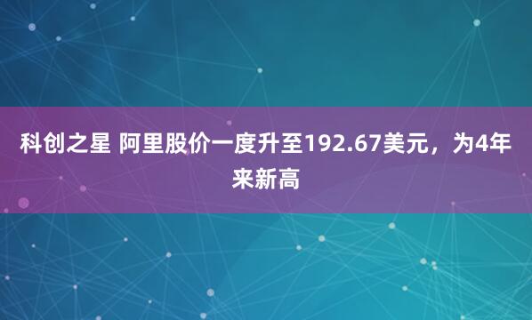 科创之星 阿里股价一度升至192.67美元，为4年来新高
